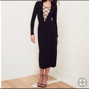 NWOT Reformation S Edison Black Lace Up Dress
